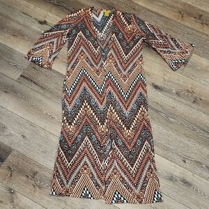 Wrangler Lightweight Open Front Multicolor Chevron Cardigan Boho Western 70s Med
